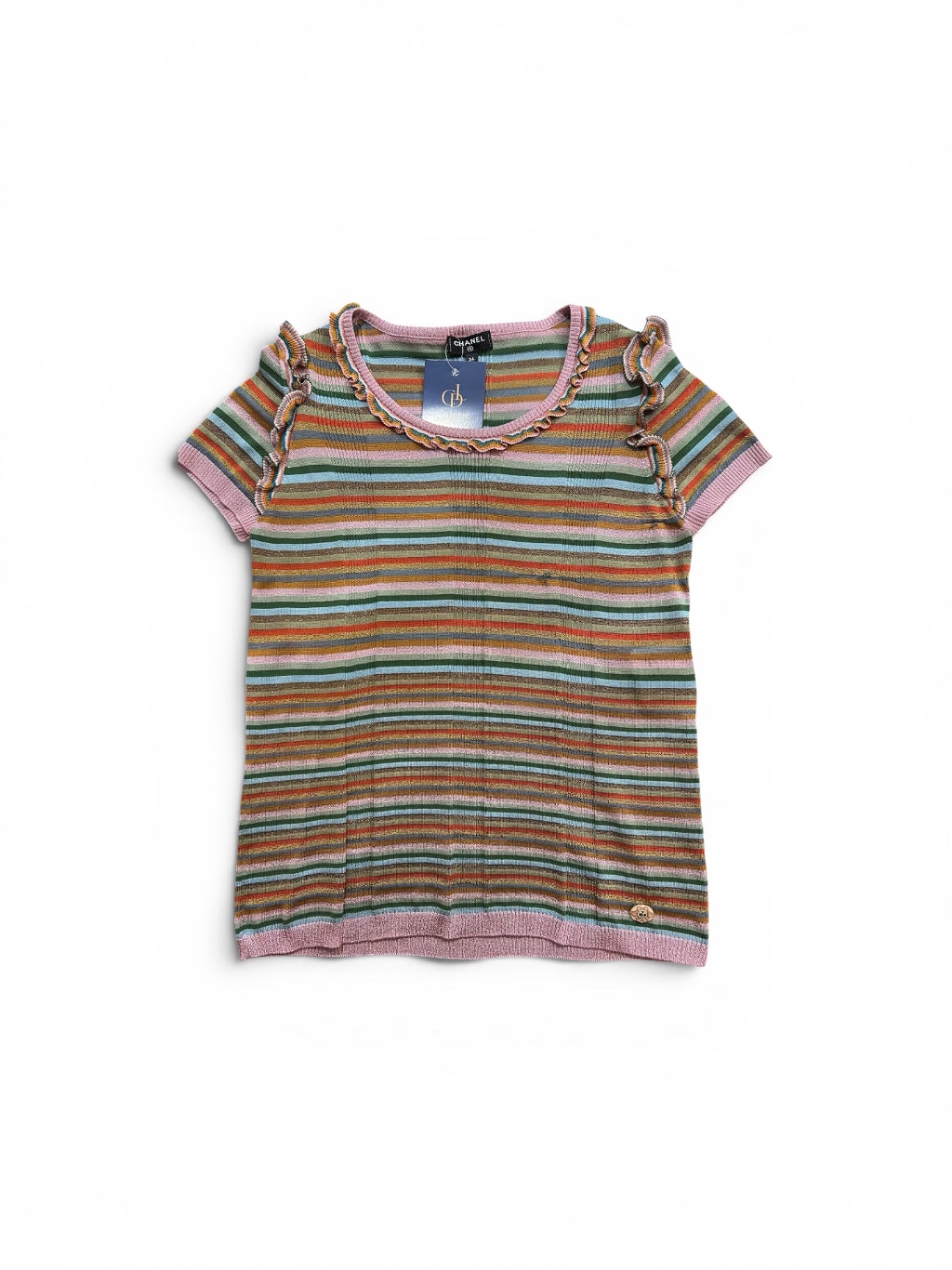 CHANEL Ropa 34 Multicolor (pink, orange, green, blue, and brown stripes)