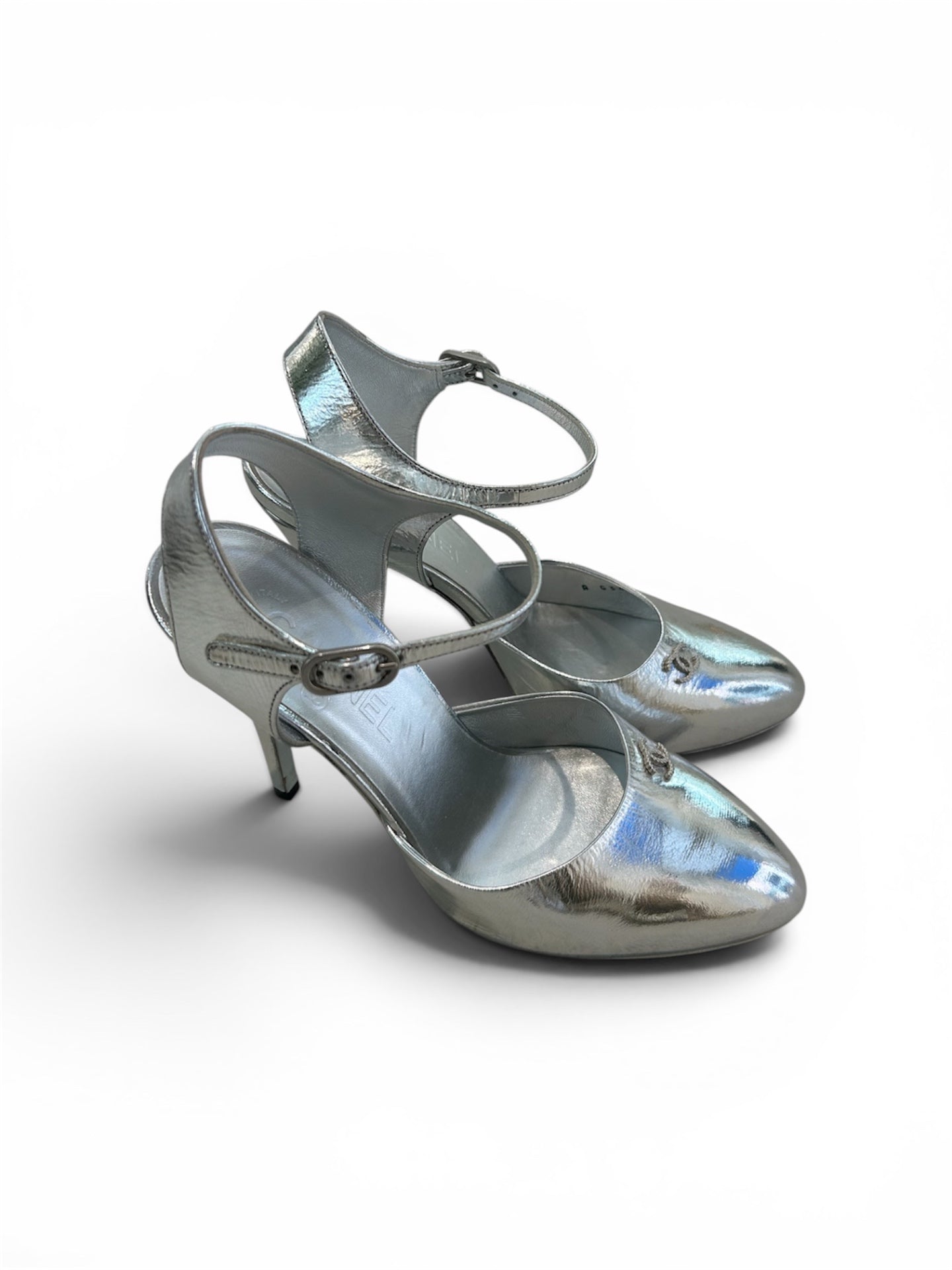 CHANEL Zapatos 38 Silver