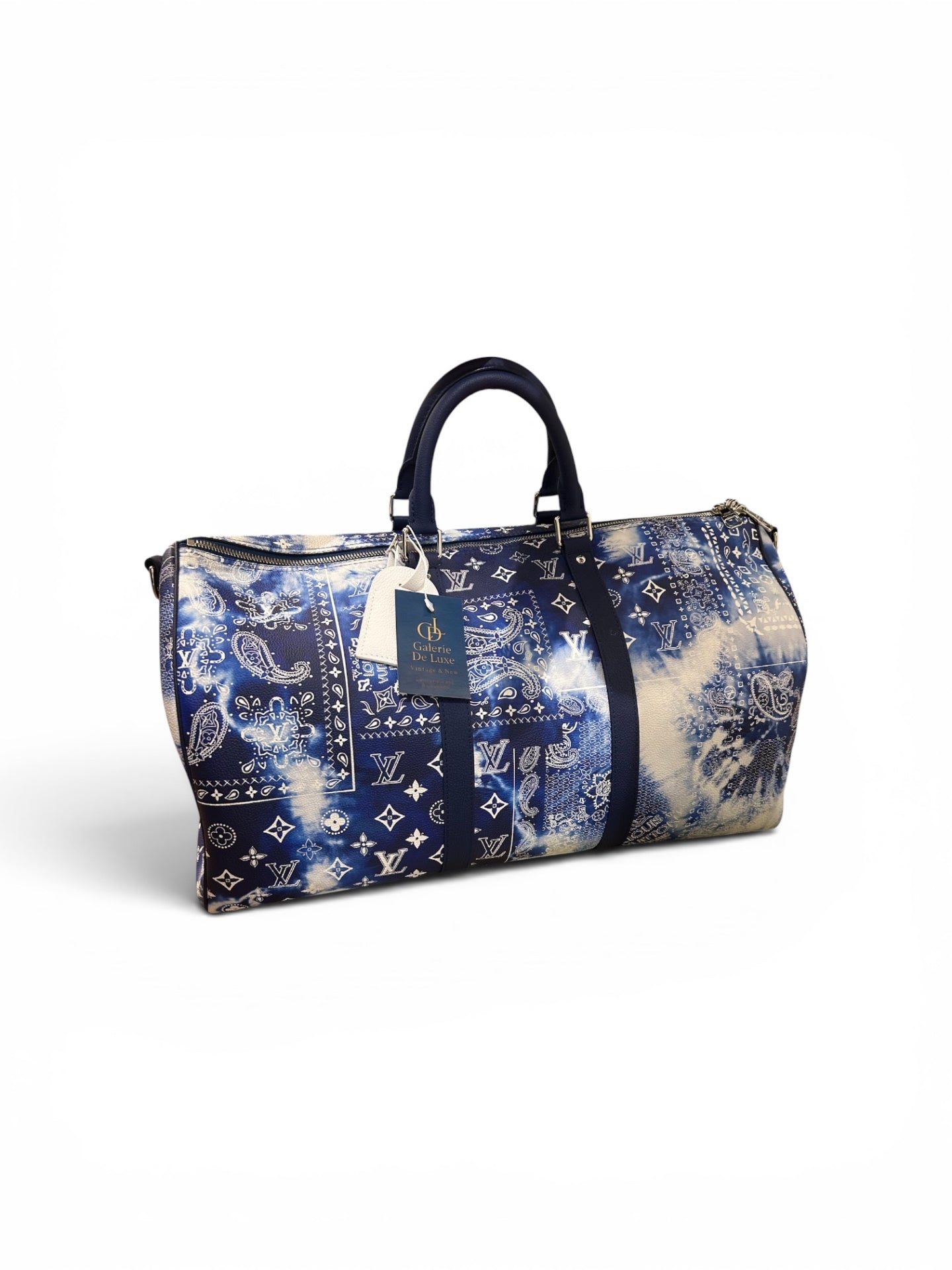 Louis Vuitton Keepall 50 Large Navy blue and cream