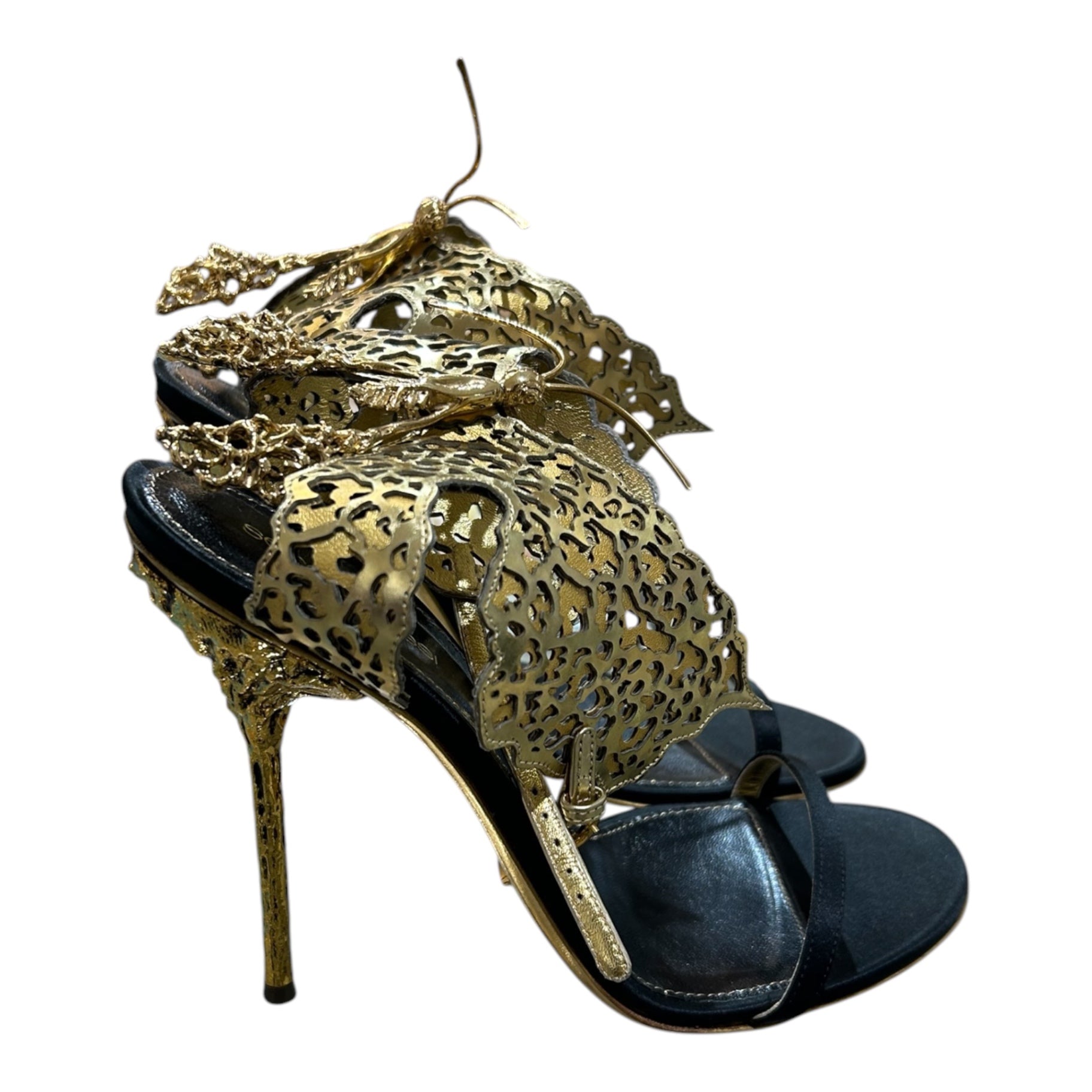 Sergio Rossi Zapatos 40 Black and Gold