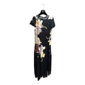 Valentino Ropa 36-38 Negro y tonalidades de beige, marrón, azul y violeta en el estampado floral