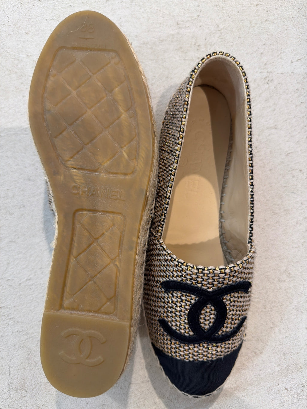 Chanel Zapatos 38 Beige y negro
