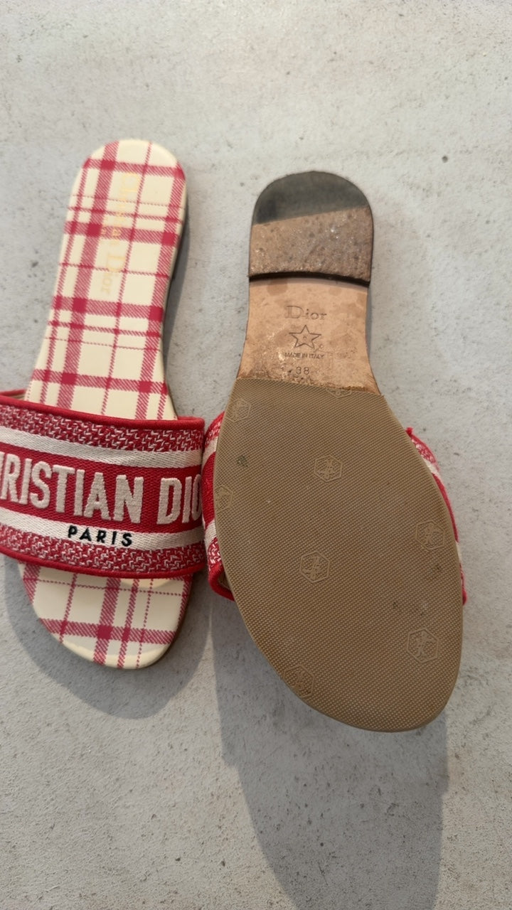 Christian Dior Zapatos de mujer 38 Beige y rojo
