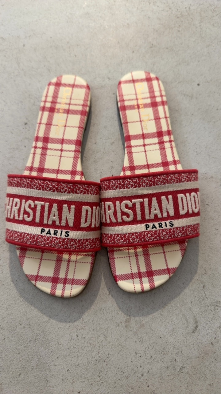 Christian Dior Zapatos de mujer 38 Beige y rojo