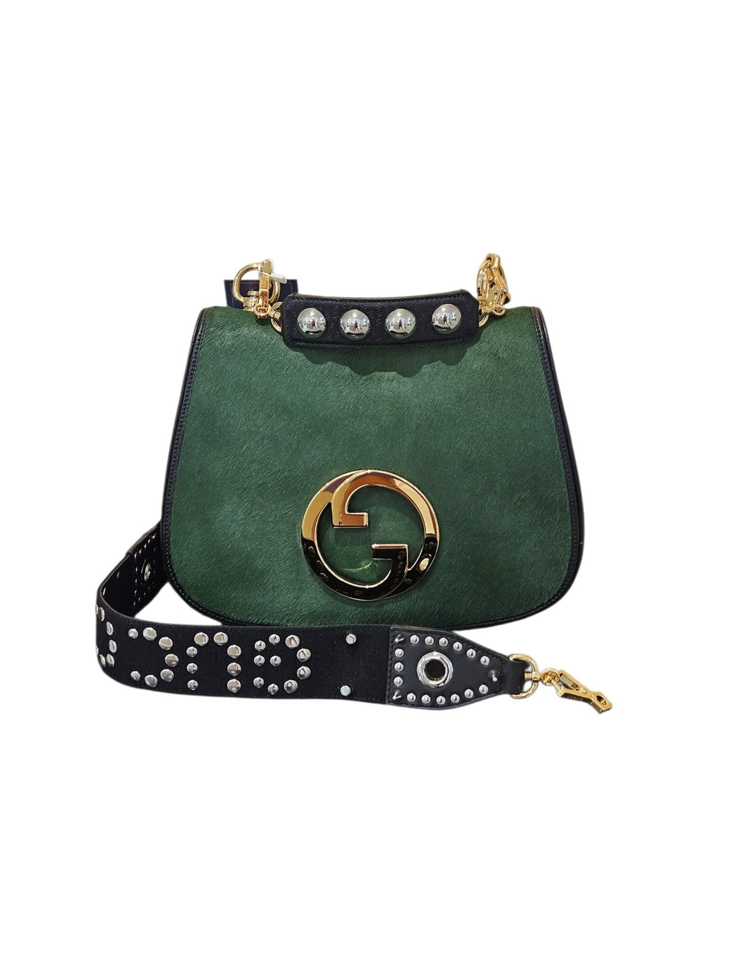 Gucci Emerald Pony Hair Medium Blondie Flap Bag Bolsos Verde