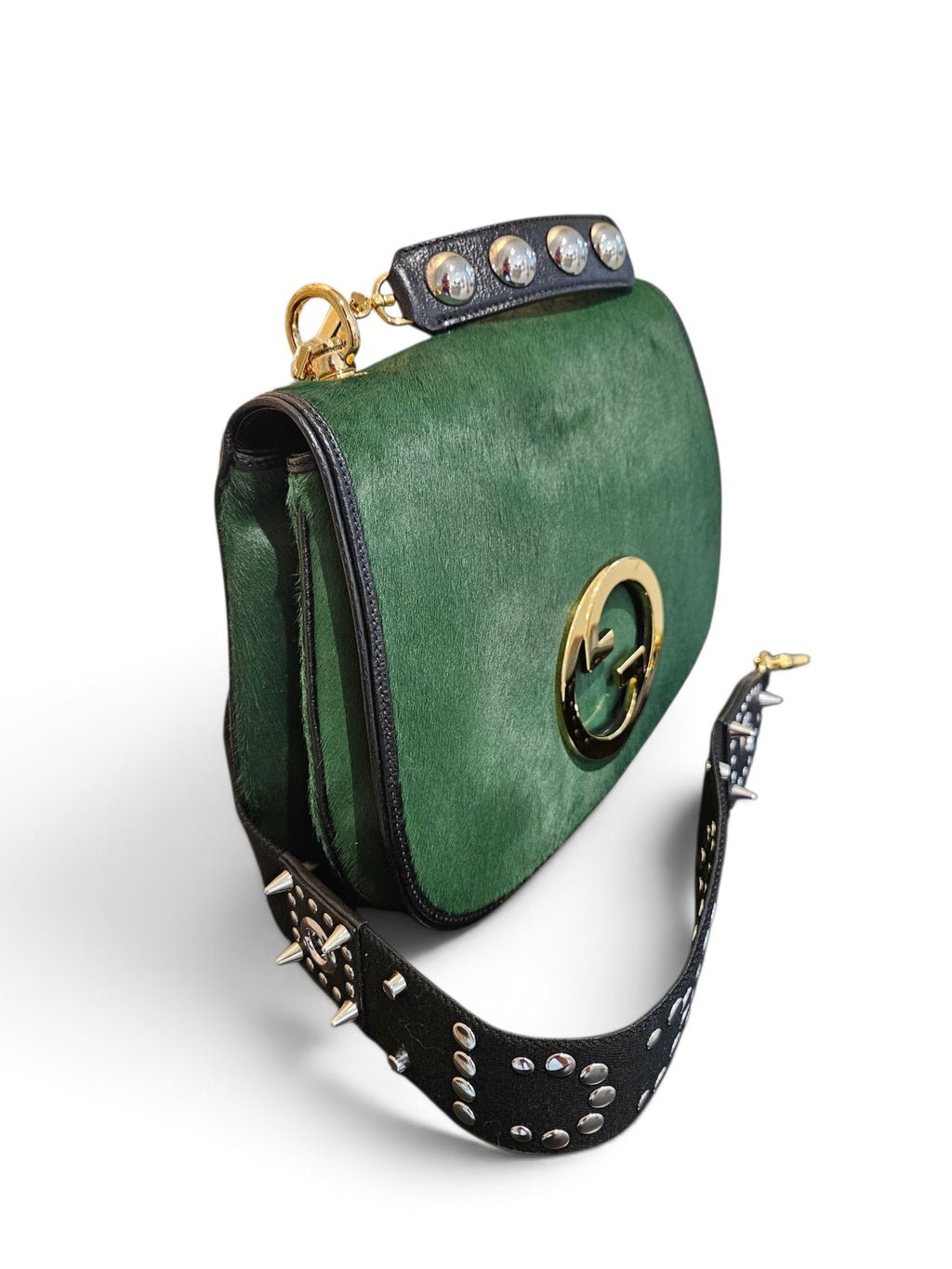 Gucci Emerald Pony Hair Medium Blondie Flap Bag Bolsos Verde