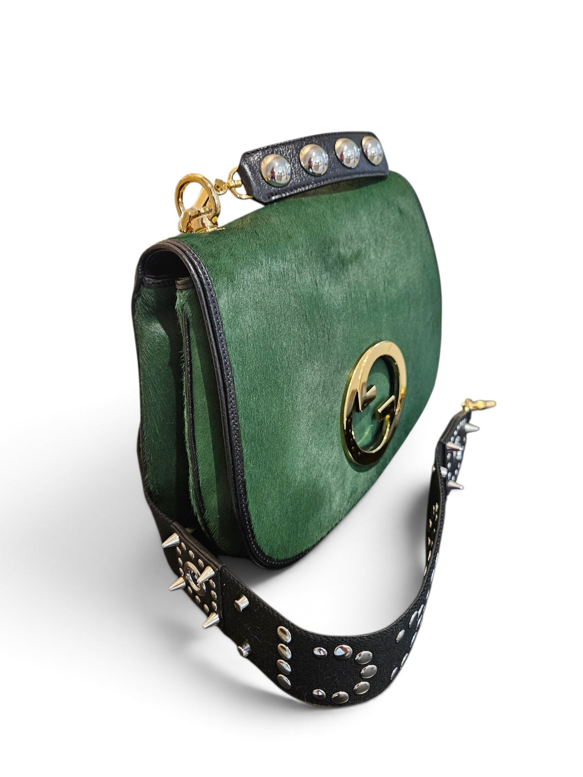 Gucci Emerald Pony Hair Medium Blondie Flap Bag Bolsos Verde