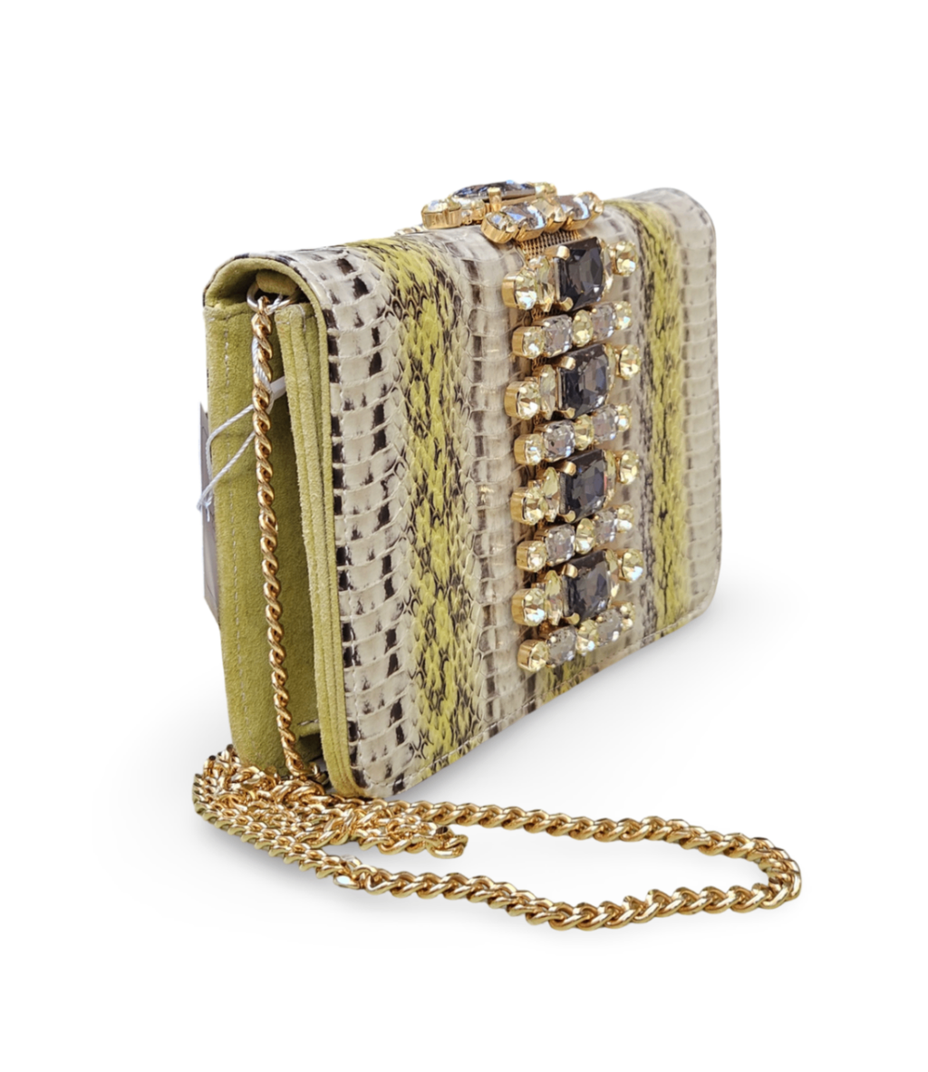 Emanuela Caruso Capri Python Crystal-Embellished Shoulder Bag