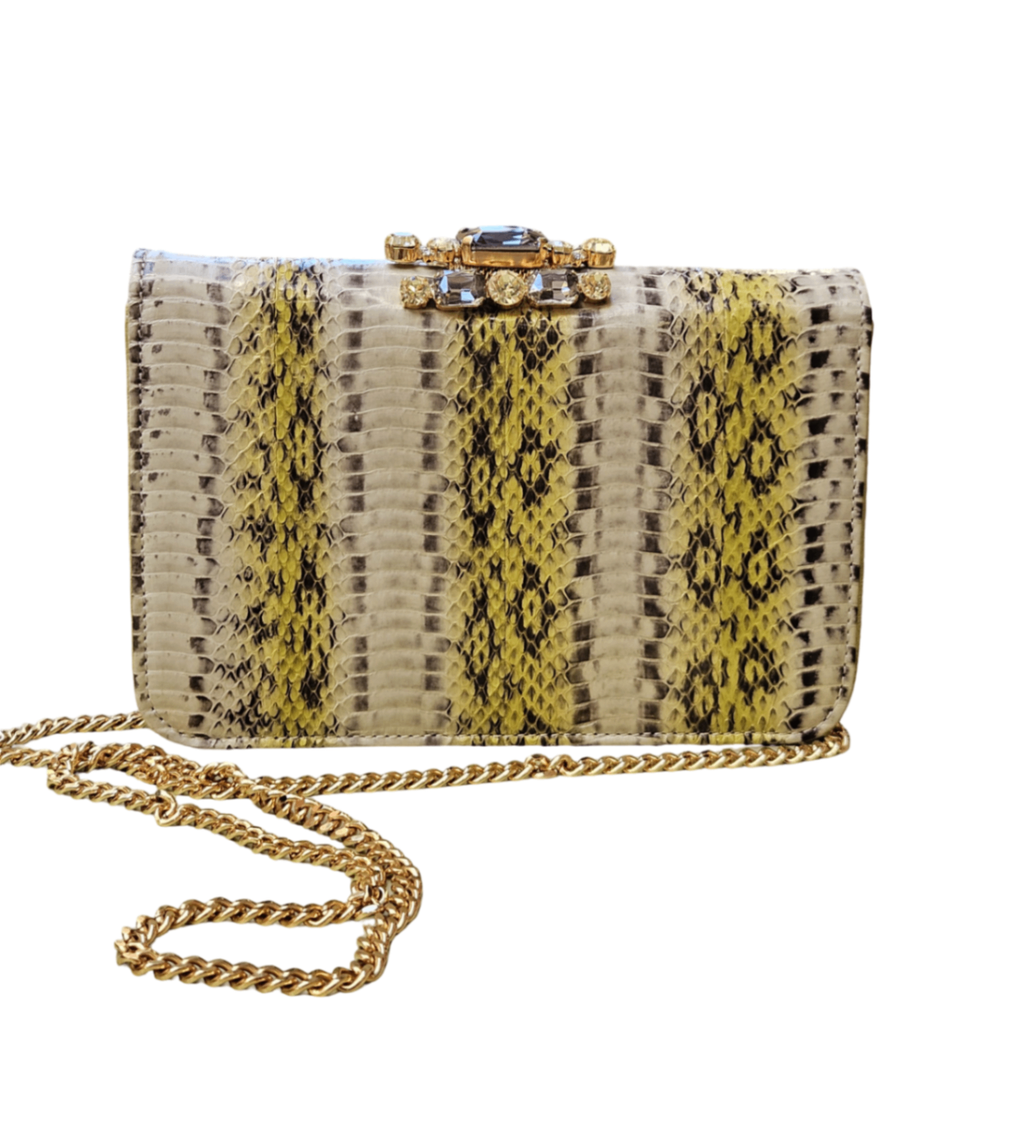 Emanuela Caruso Capri Python Crystal-Embellished Shoulder Bag