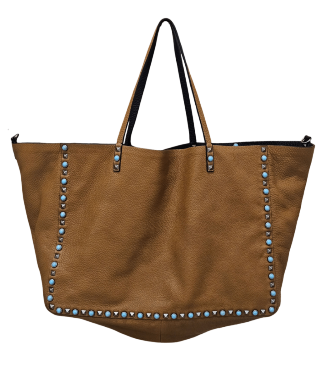 Valentino Garavani Rockstud Turquoise-Embellished Reversible Tote Bag Bolsos de mujer Large Camel Brown 