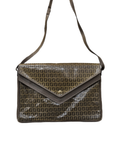 Fendi Zucchino Canvas Envelope Crossbody Bag (Brown) Mediano Beige y marrón