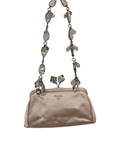 Prada Satin Crystal Kiss Lock Clutch / Shoulder Bag (Champagne)