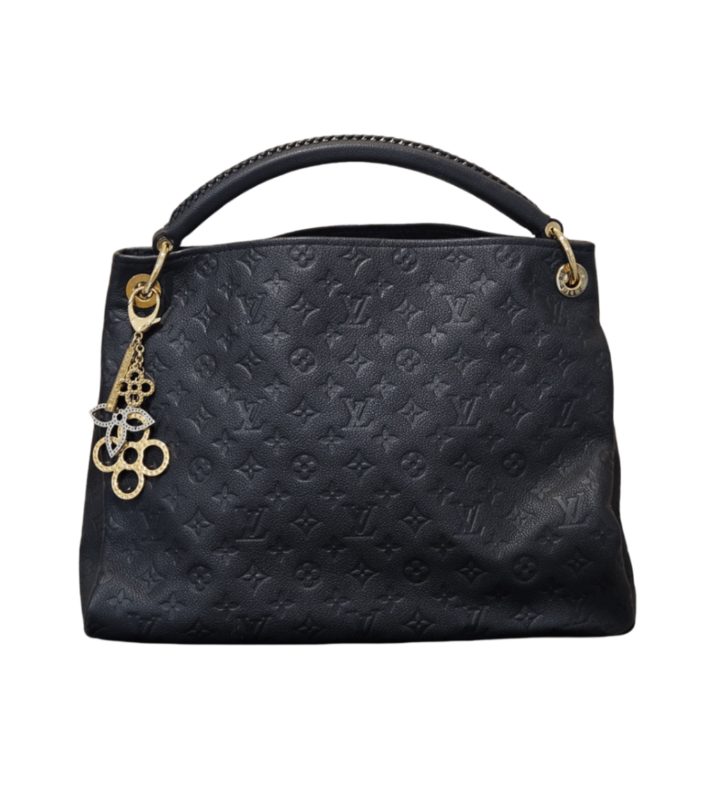 Louis Vuitton Artsy MM Hobo Bag (Black Monogram Empreinte Leather with Braided Handle) Bolsos de mujer Negro