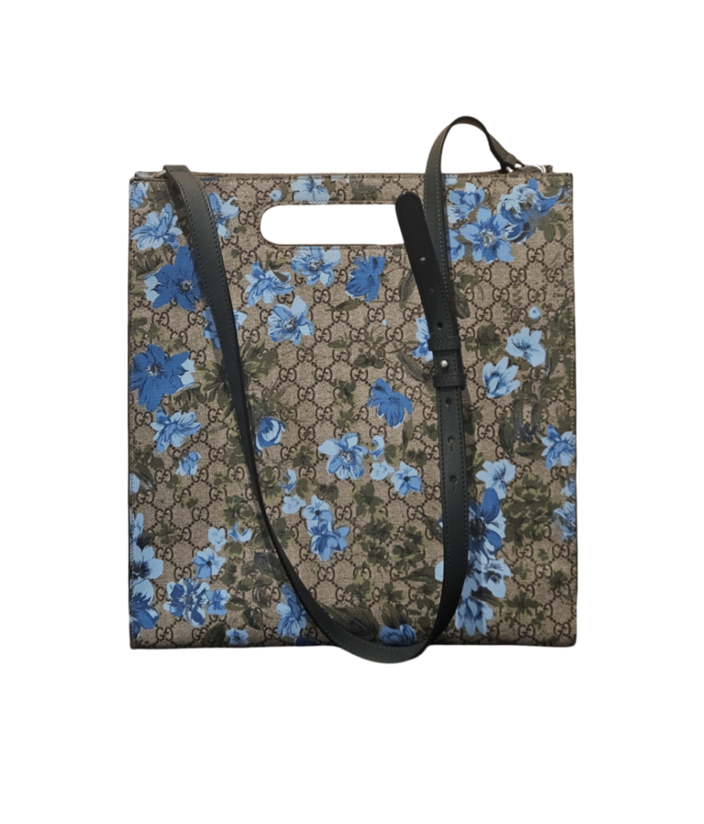Gucci GG Supreme XL Tote Bolsos Grande Beige con detalles en azul y otros colores en bordado