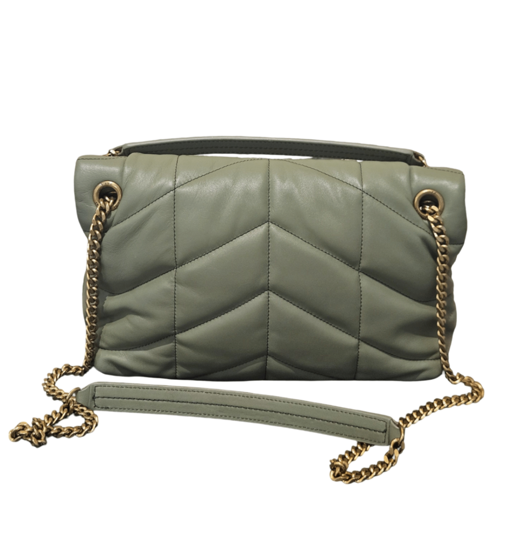 Yves Saint Laurent Toy Loulou Puffer Bag in Quilted Lambskin (Sage Green)