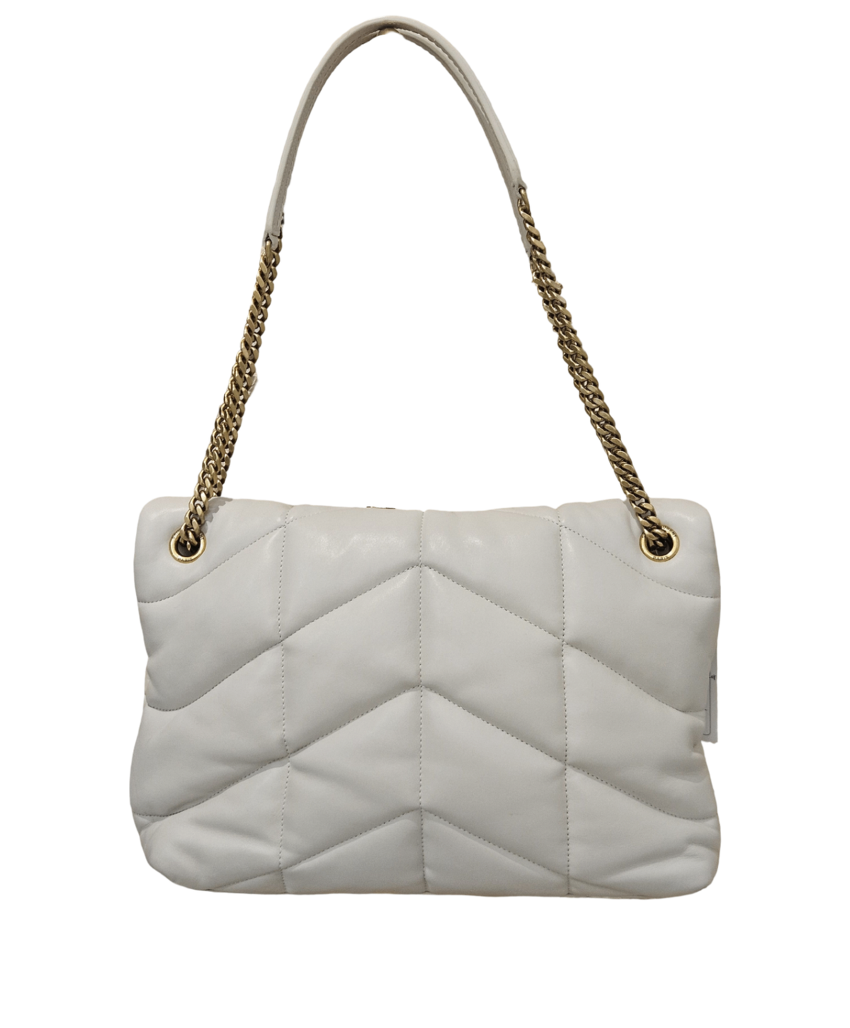 Saint Laurent LouLou Puffer Medium Chain Bag in Quilted Lambskin (White)