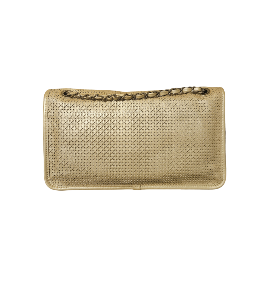Chanel Perforated Leather Flap Bag - Cruise 2015 Dubai Collection (Gold)