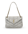 Saint Laurent LouLou Puffer Medium Chain Bag in Quilted Lambskin (White)