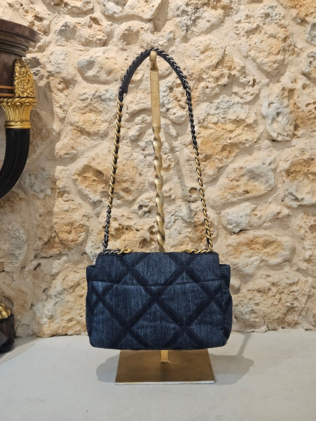 Chanel 19 Large Flap Bag in Blue Denim (Mixed Metals)