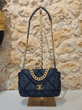 Chanel 19 Large Flap Bag in Blue Denim (Mixed Metals)