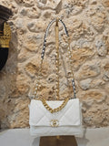 Chanel 19 Large Flap Bag in White Quilted Lambskin (Mixed Metals)