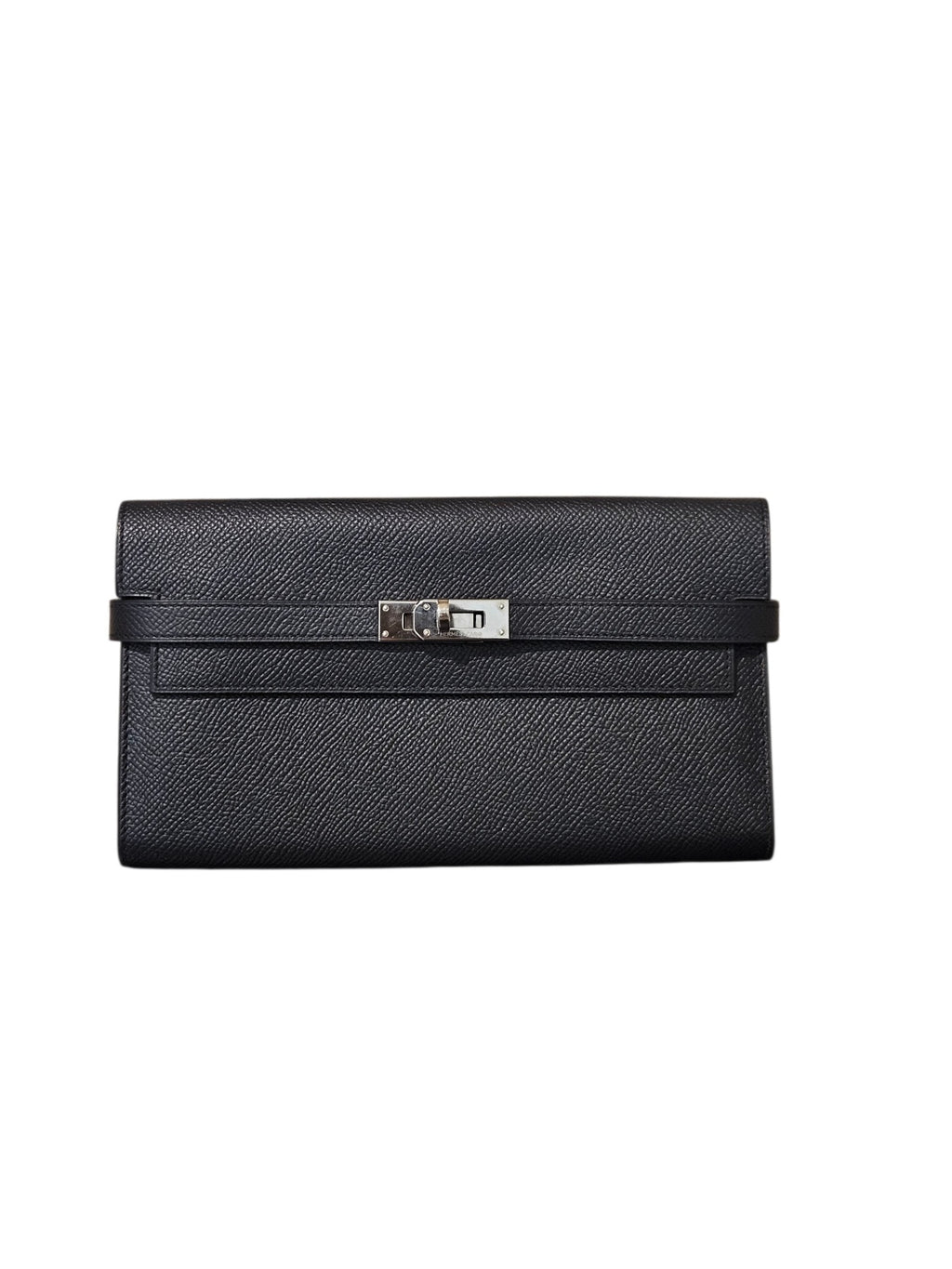 Hermès Kelly Long Wallet in Black Epsom Leather (Palladium Hardware)
