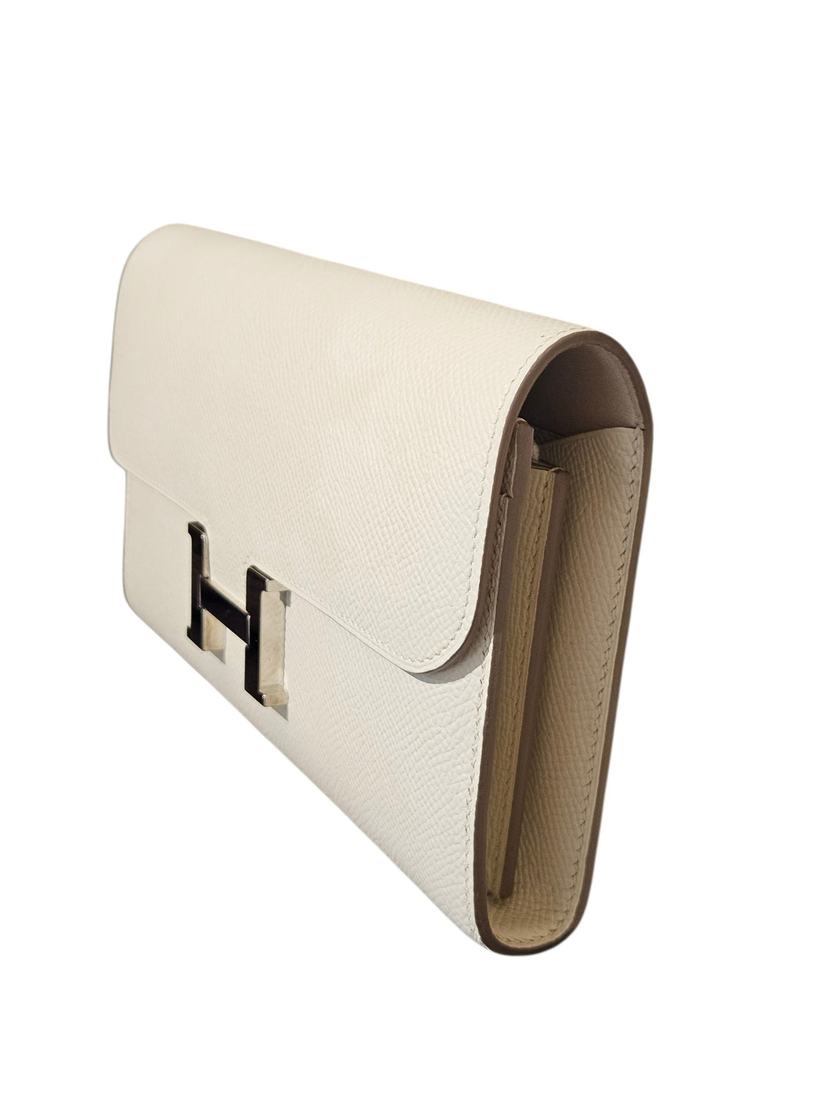 Hermès Constance Long Wallet in Epsom Leather (Craie / Palladium Hardware)